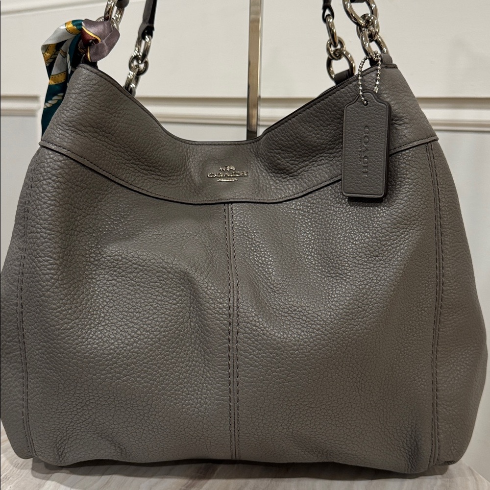 Coach Bag Lexy Gray Leather Shoulder Bag - Picture 4 of 17